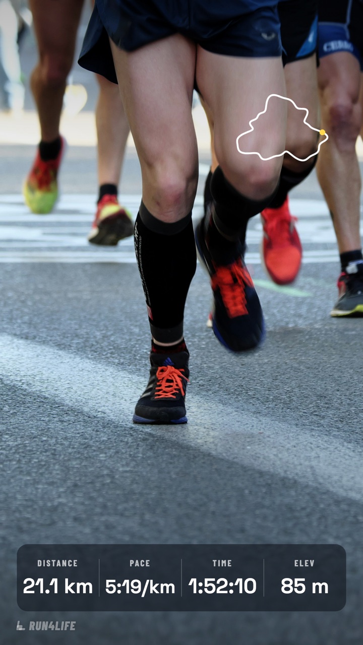 Example story “City half marathon” using the Stat bar overlay
