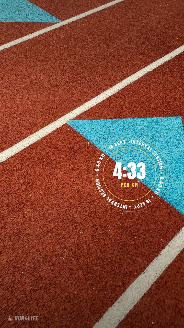 Example story “Interval session” using the Pace ring overlay