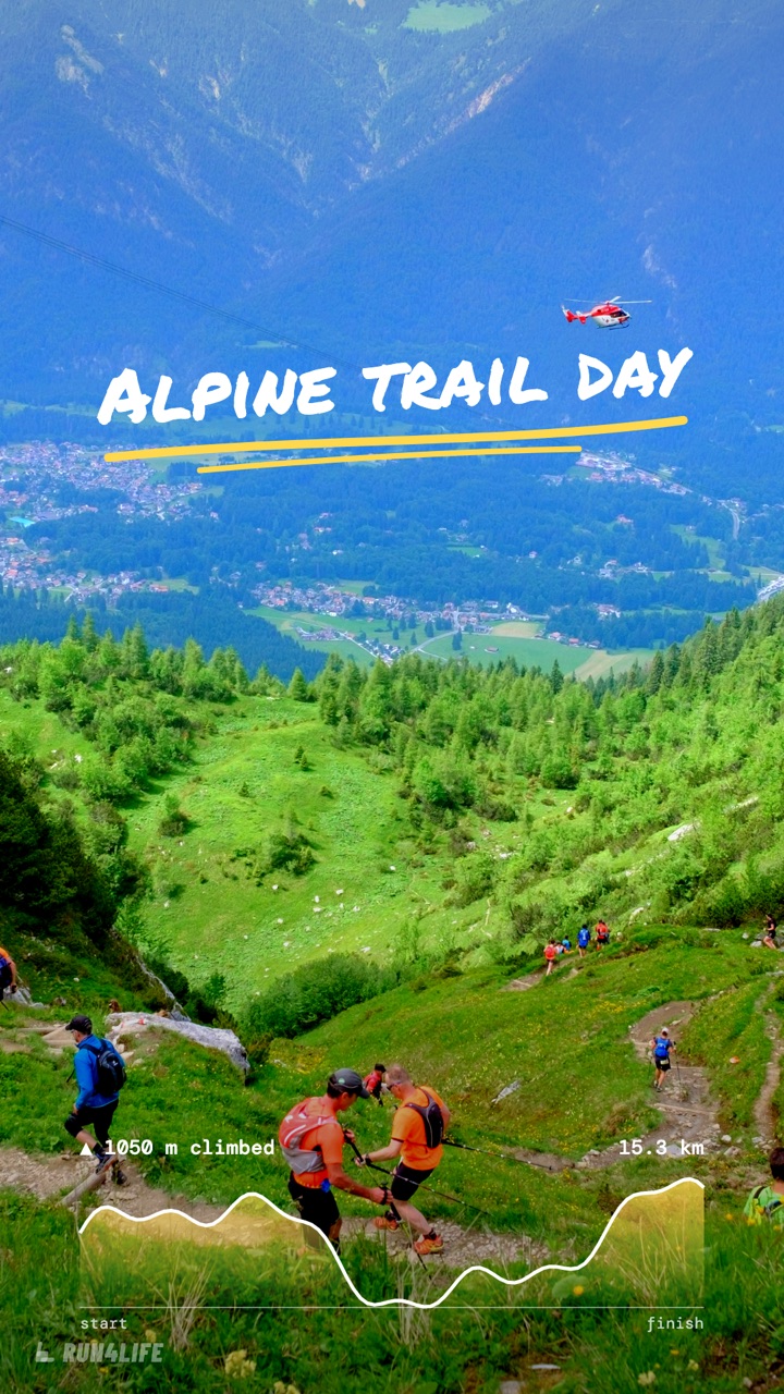 Example story “Alpine trail day” using the Marker caption overlay