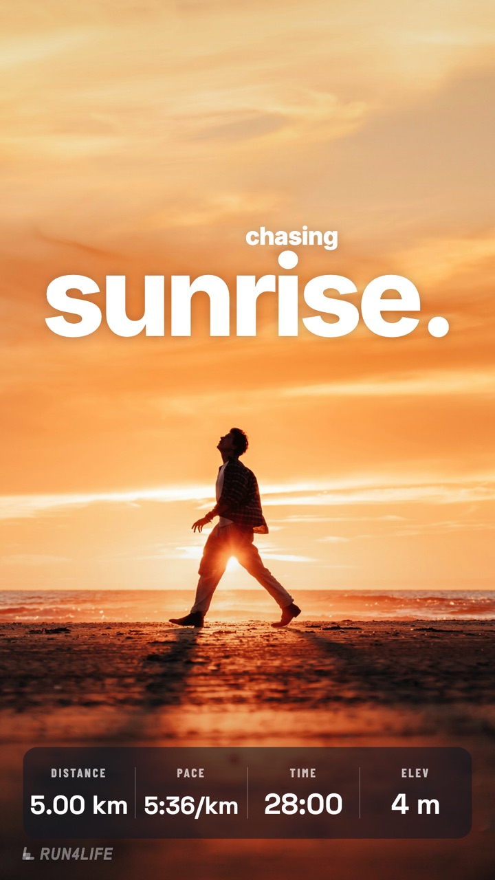 Example story “Sunrise shakeout” using the Quote overlay